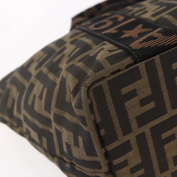 FENDI Zucca Canvas Hand Bag Black Brown Auth 148958 - Picture 5 of 16